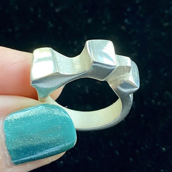 Chunky Handmade Geometric Sterling Silver Don Dietz Ring Size 5.75 TW 11.3 G - Picture 1 of 12